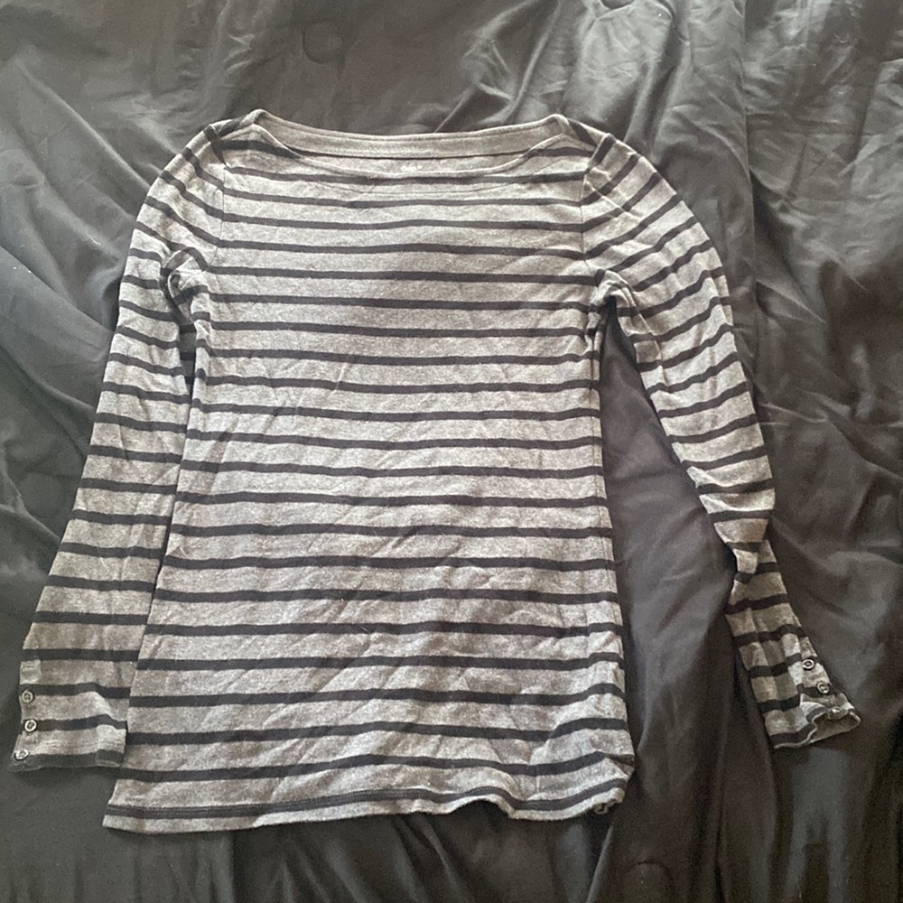 Grey and black striped long sleeve